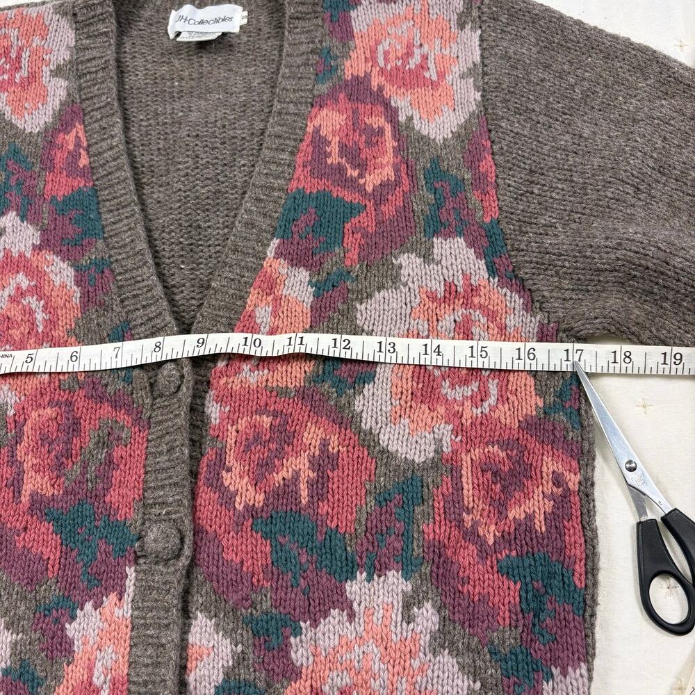 JH Collectibles Vintage Lambswool Cardigan Sweater Women's S Brown Autumn - Picture 9 of 10